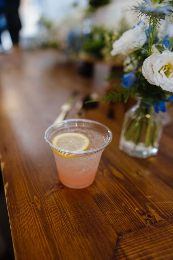 Signature cocktail served during the wedding cocktail hour
